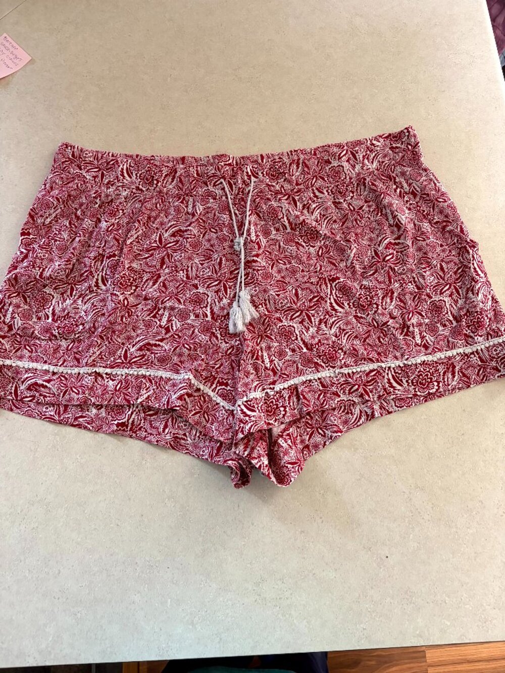 Cacique Women's Pajama Lounge shorts Plus Size 26/28 Red White Floral